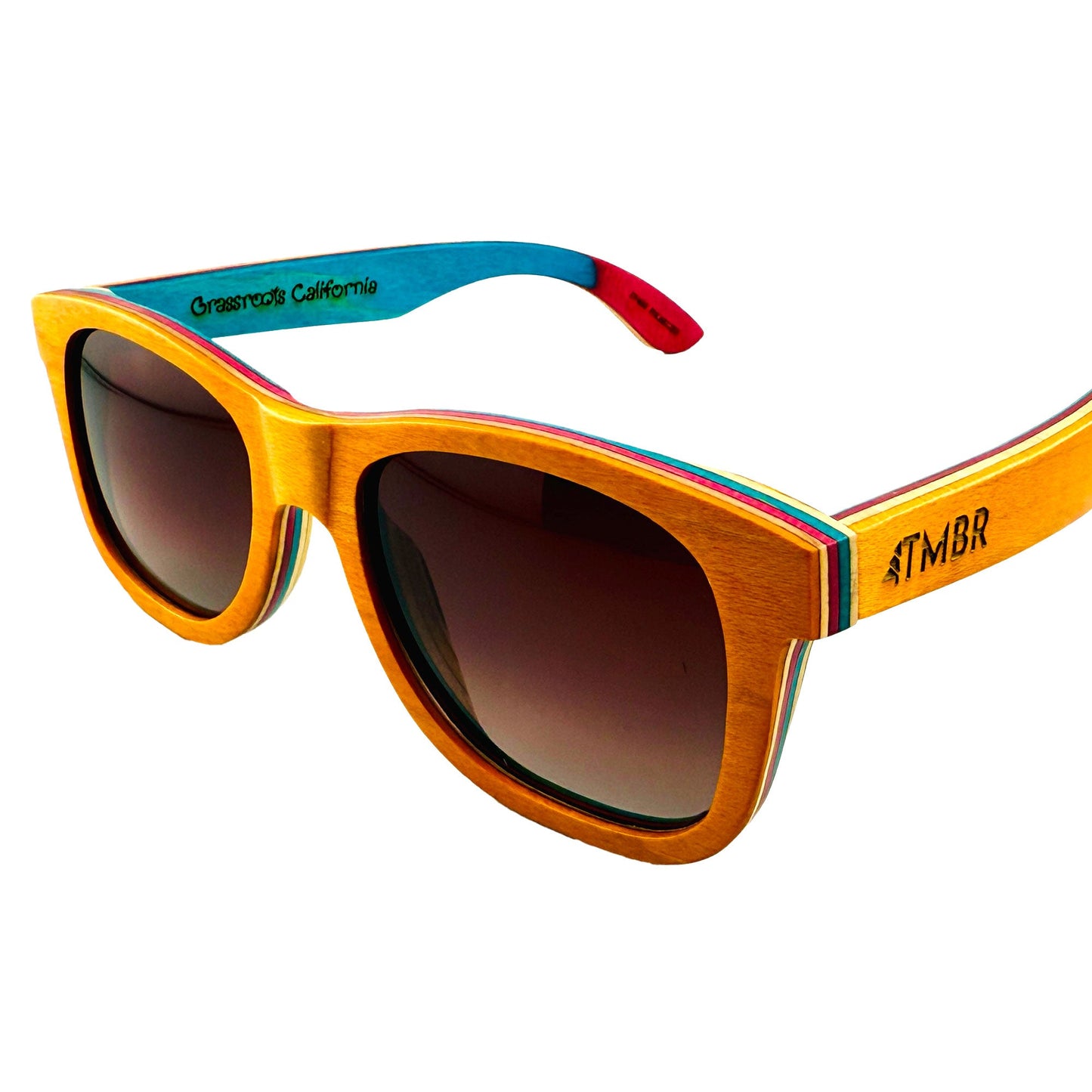 TMBR - Jerry Garcia The Traveler Golden w/ Rose Sunglasses - Left hinge/branding detail