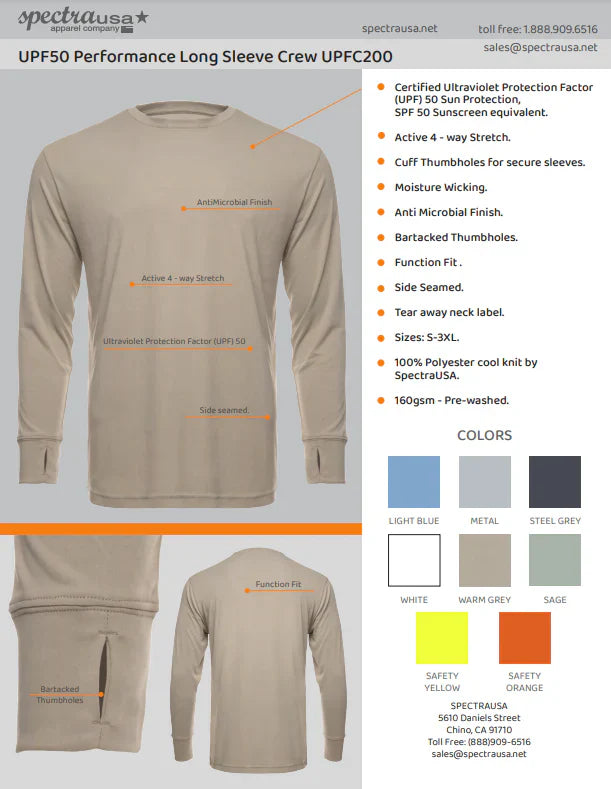 SpectraUSA - UPF 50 Performance Crew - Features