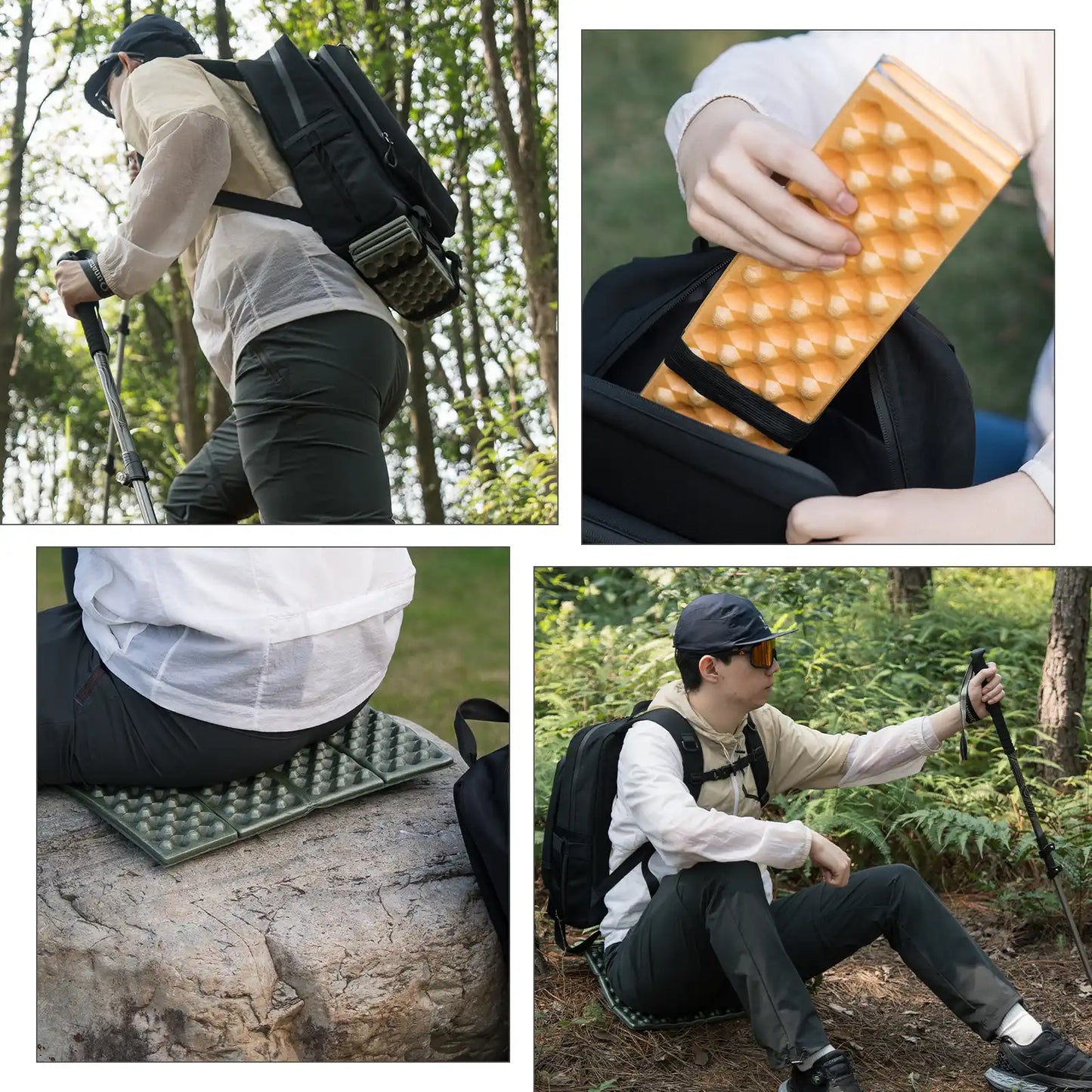 Qunature Global - Folding Seat Pad Mat with Foam for Hiking & Camping, Lightweight & Portable - Convenient and functional