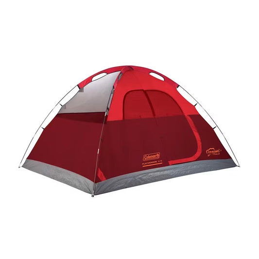 Coleman - 4-Person Flatwoods II Lightweight Dome Camping Tent - Red - Front right