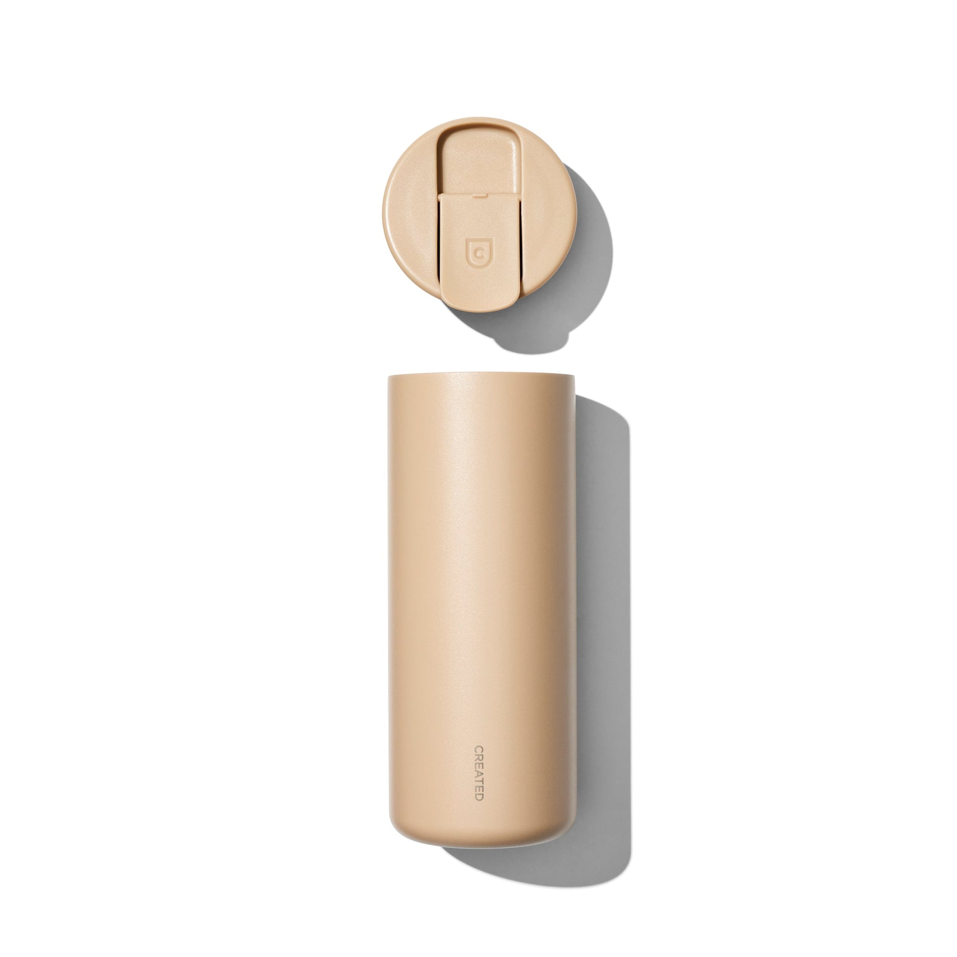 Created Co. - 16oz Nomad Flip Tumbler - Desert Tan - Top view above and side view below