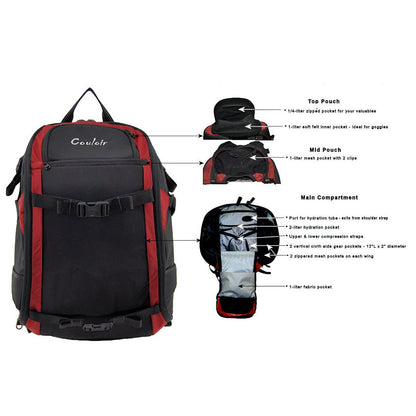 Couloir - 27 or 32 Liter Glide Ski Pack - Features - Haute Red