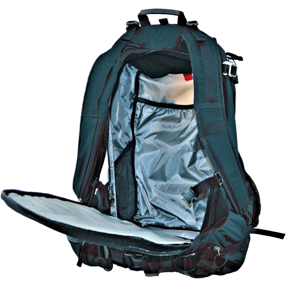 Couloir - 30 Liter Ride Ski Pack - Main compartment access from strap side - Mediterranean