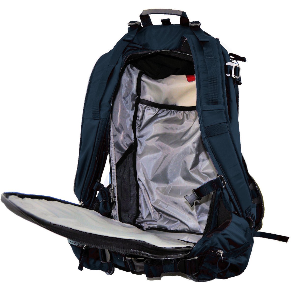 Couloir - 30 Liter Ride Ski Pack - Main compartment access from strap side - Blue Wing Teal