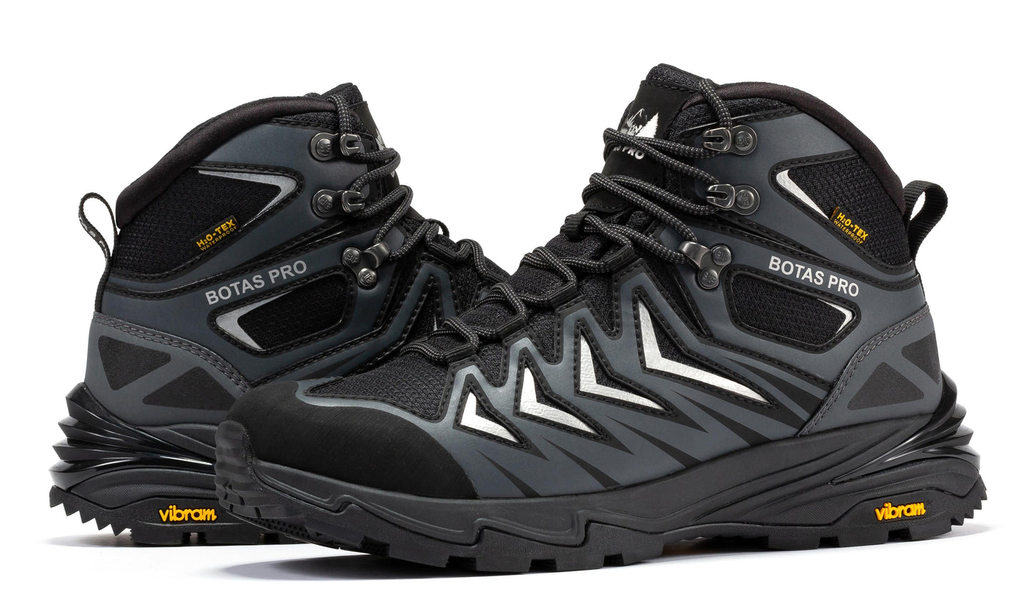 Rock Rooster Footwear Inc - Botas Pro 6 Inch Waterproof Hiking Boots with VIBRAM Traction Lug Outsole - Metallic - Pair of boots, shown from side