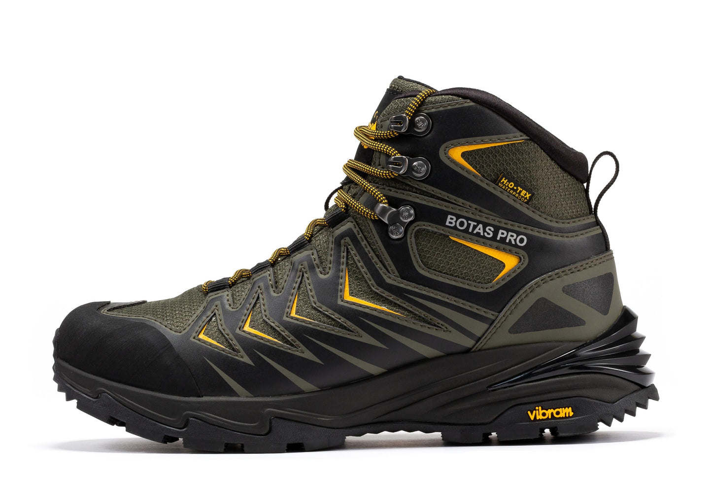 Rock Rooster Footwear Inc - Botas Pro 6 Inch Waterproof Hiking Boots with VIBRAM Traction Lug Outsole - Metallic Green - Pair of boots, shown from side