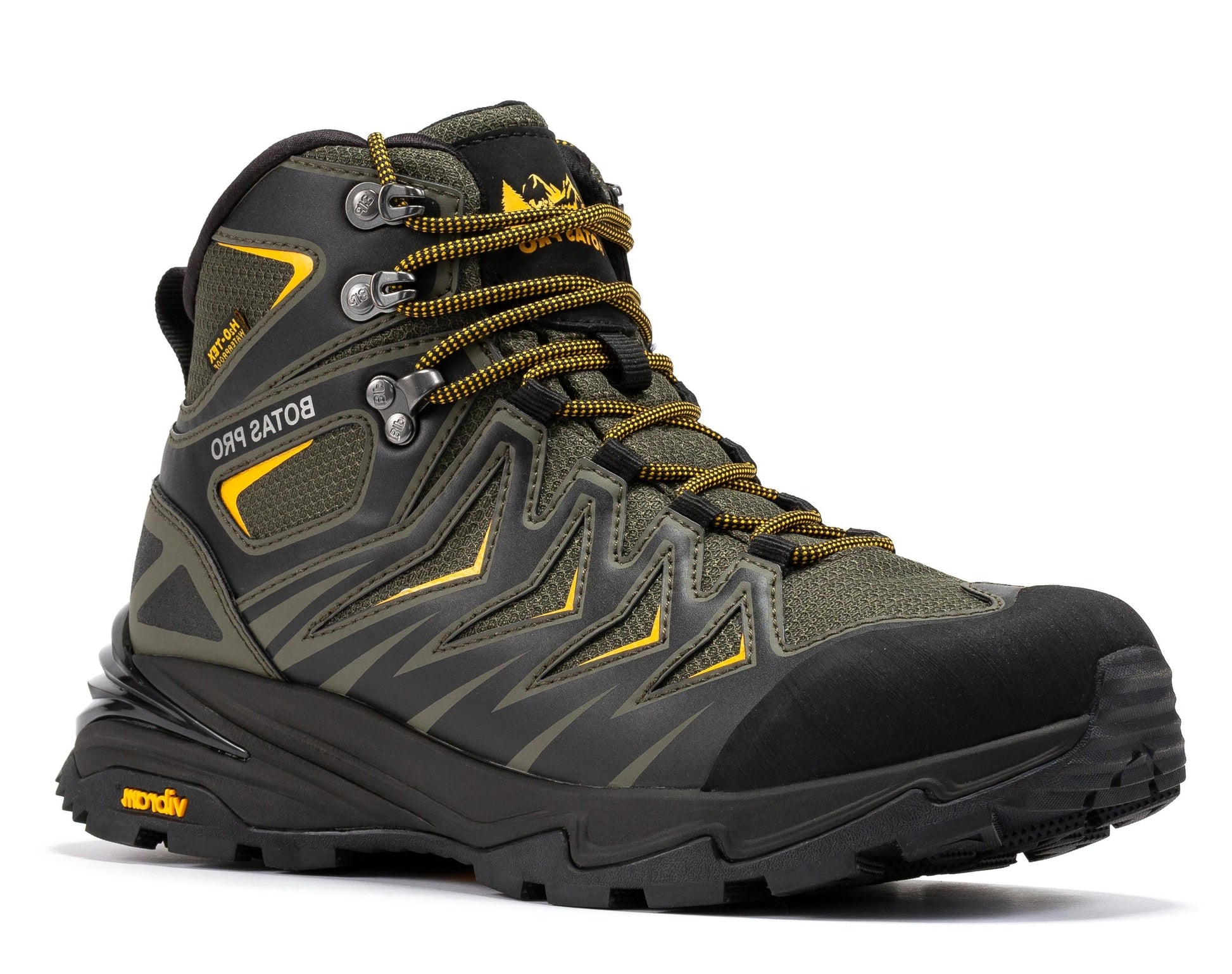 Rock Rooster Footwear Inc - Botas Pro 6 Inch Waterproof Hiking Boots with VIBRAM Traction Lug Outsole - Metallic Green - Front right side