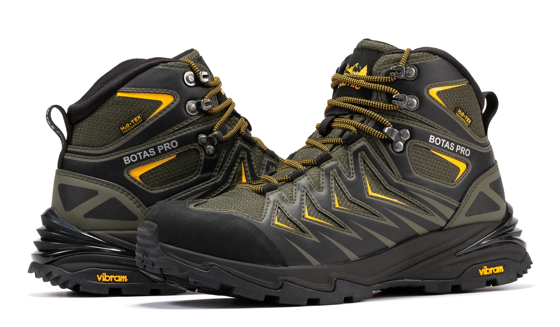 Rock Rooster Footwear Inc - Botas Pro 6 Inch Waterproof Hiking Boots with VIBRAM Traction Lug Outsole - Metallic Green - Left side