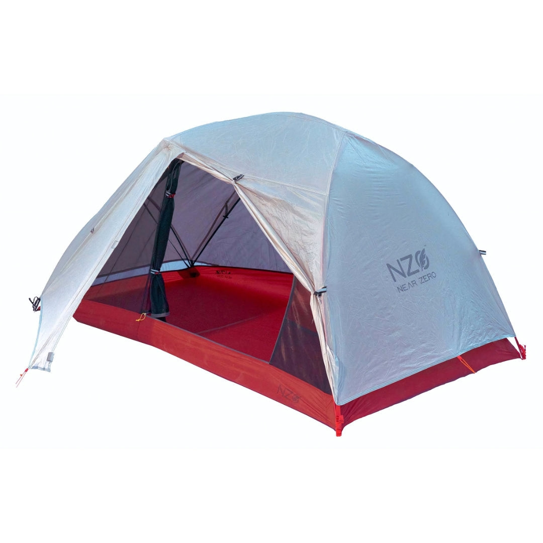 Near Zero Outdoor Gear - 2P DynaLite Tent - 2 person tent setup with rain-fly privacy cover