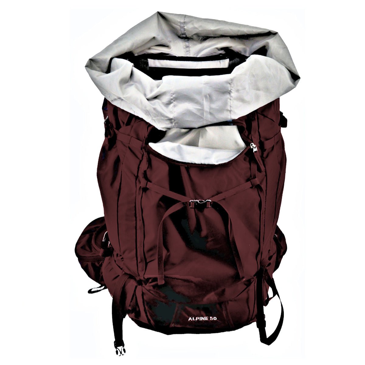 Couloir - 40 or 50 Liter Alpine Ski Pack - Front, with main compartment open - Port