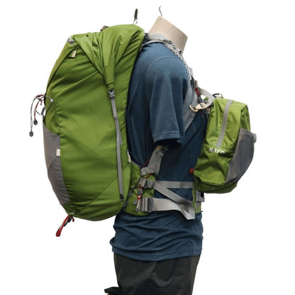 Aarn - 44 Liter Mountain Magic Backpack - Mannequin wearing backpack, right with Balance Pockets