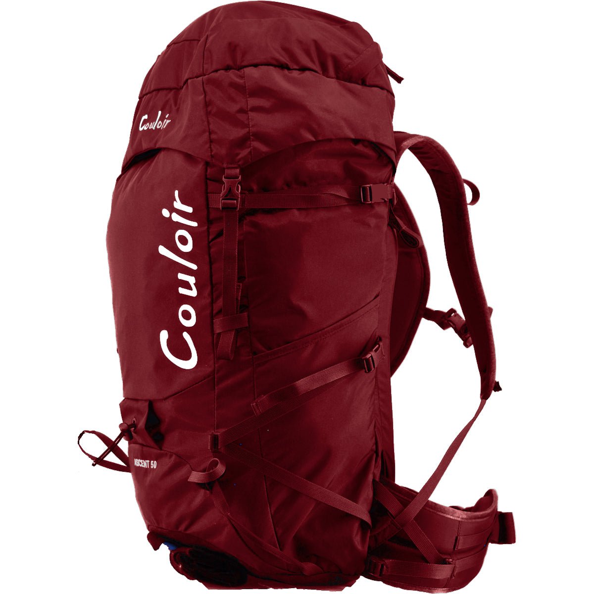 Couloir - 50-60-70 Liter Ascent Ski and Alpine Backpack - Right side - Haute Red