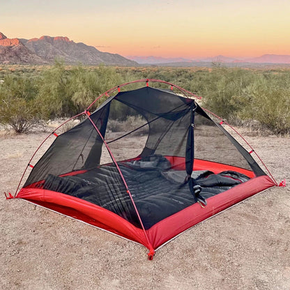 Near Zero Outdoor Gear - 3P DynaLite Tent - 3 person tent setup with star-gazing mesh design