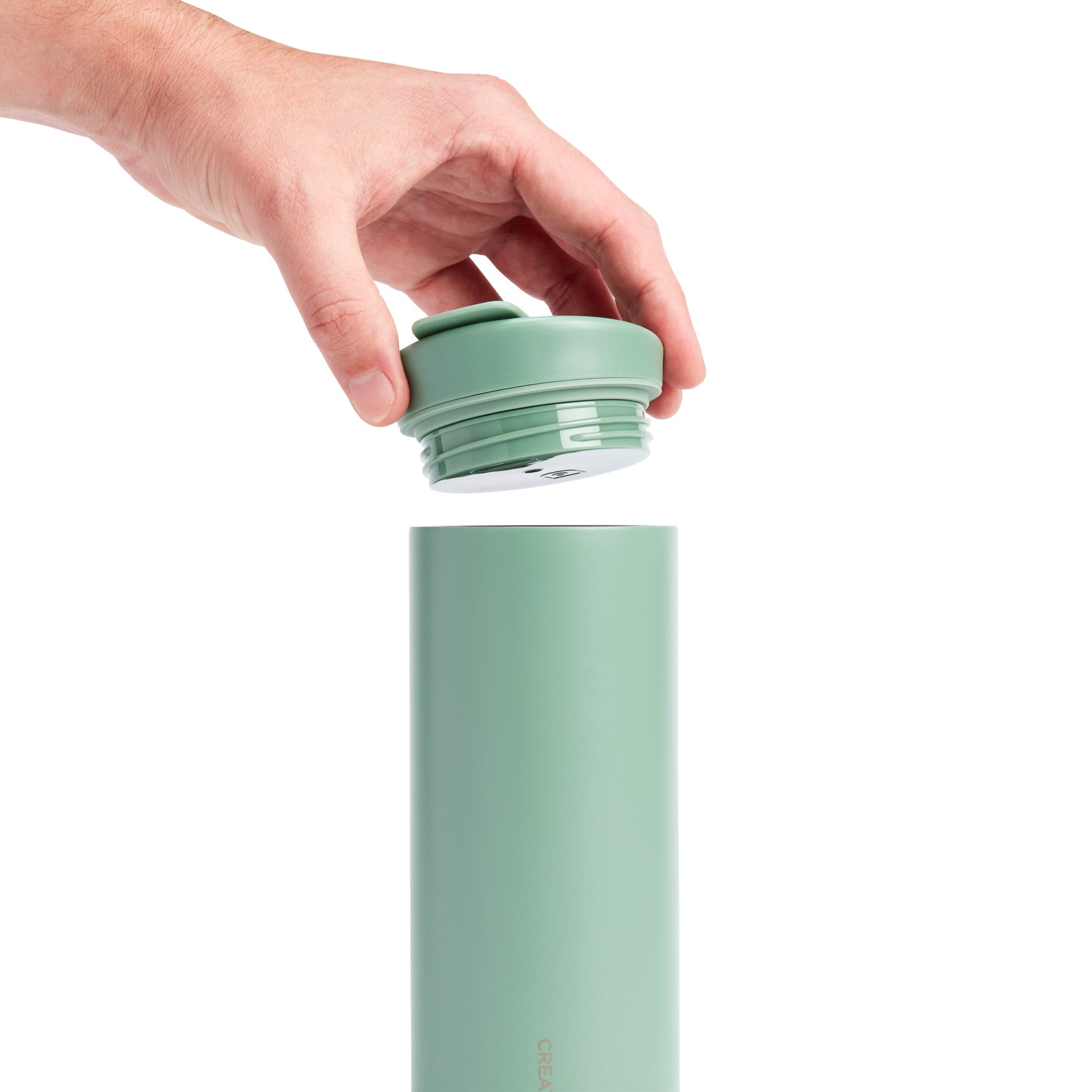 Created Co. - 16oz Nomad Flip Tumbler - Sage Green - Restocking in May - Top with lid removed