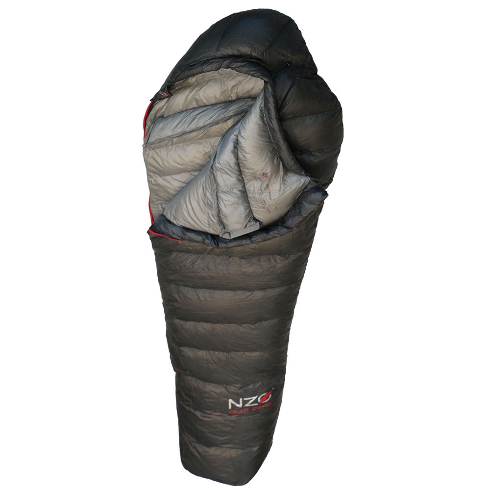 Near Zero Outdoor Gear - NZ 20 Mummy Sleeping Bag - Unrolled, partially open