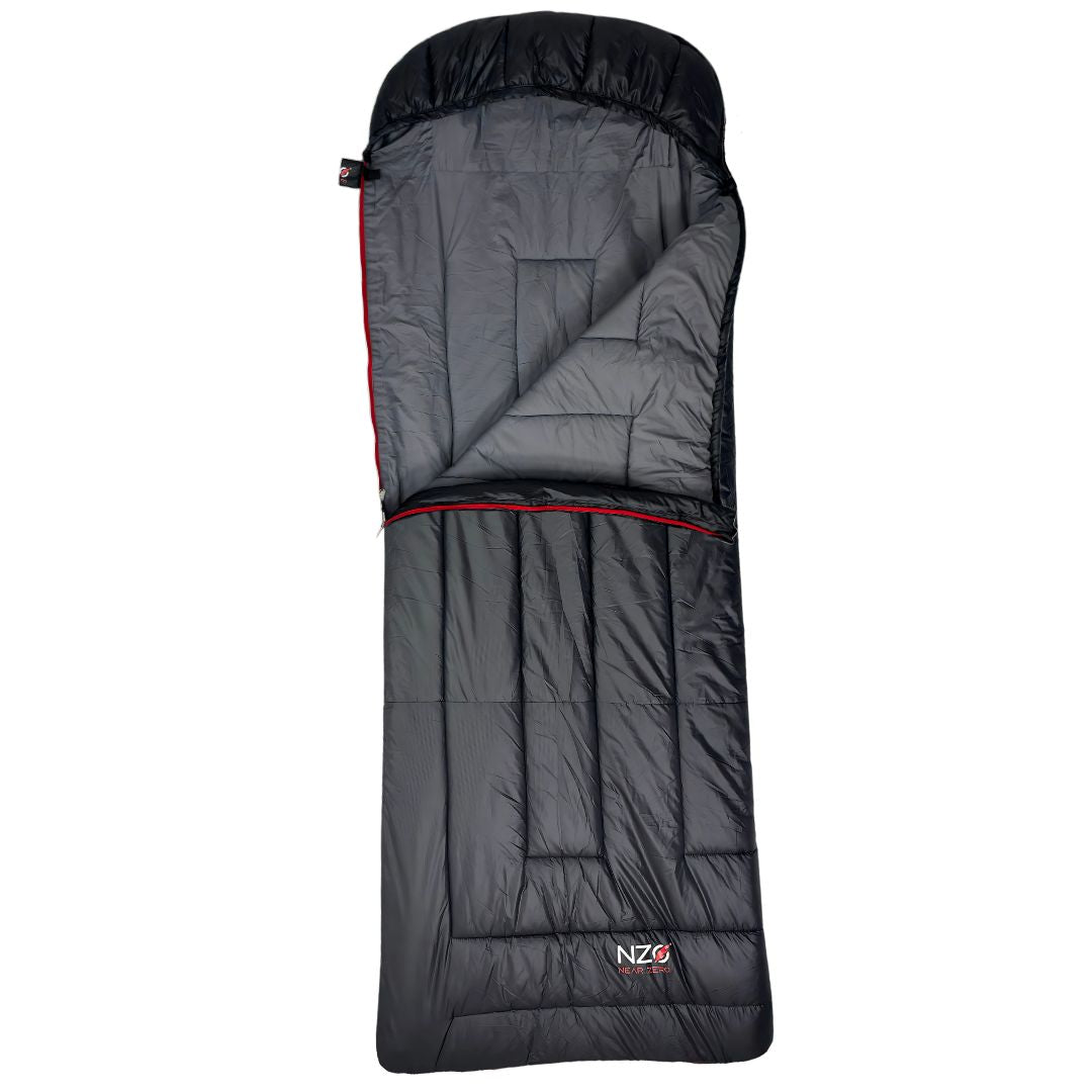 Near Zero Outdoor Gear - Peralta 25 Synthetic Sleeping Bag - Unrolled, partially open