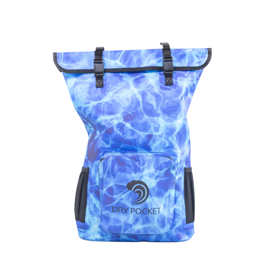 Dry Pocket - Waterproof Floating Backpack Dry Bag - Aqua Blue - Orange