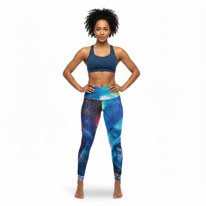 Grassroots California - Colorado Threads Wolf Navy Leggings - Woman modeling front