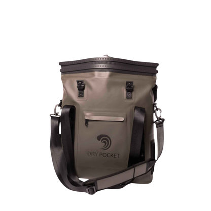 Dry Pocket - Waterproof Floating Cooler Tote - Hunter Green - Front with top closure shown