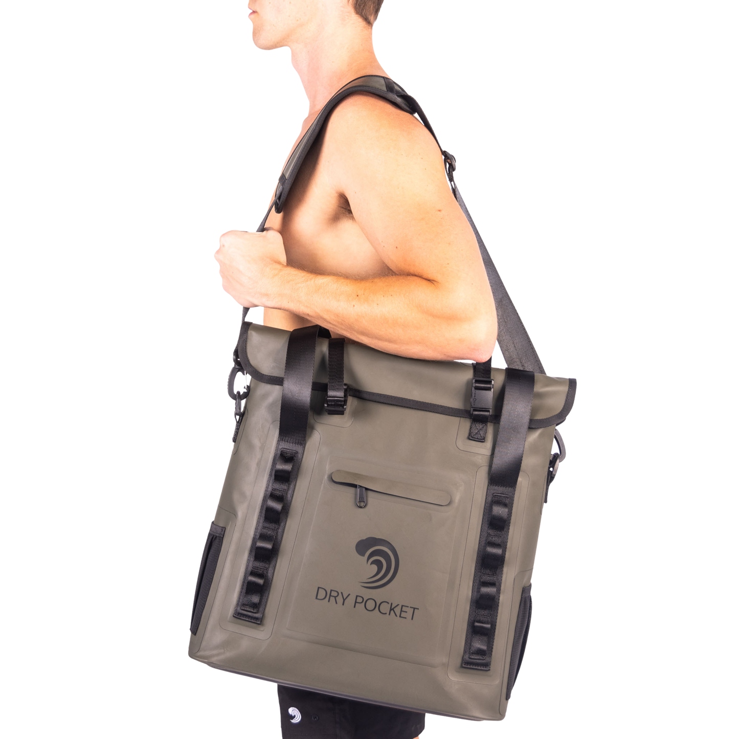 Dry Pocket - Waterproof Floating Cooler Tote - Hunter Green - Shoulder strap