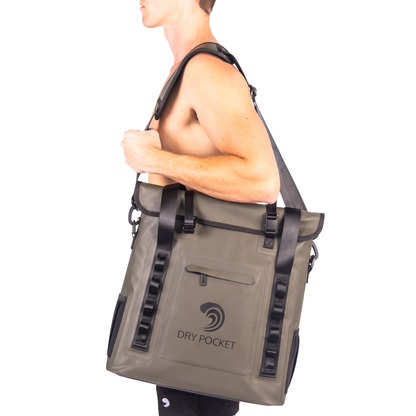 Dry Pocket - Waterproof Floating Cooler Tote - Hunter Green - Shoulder strap