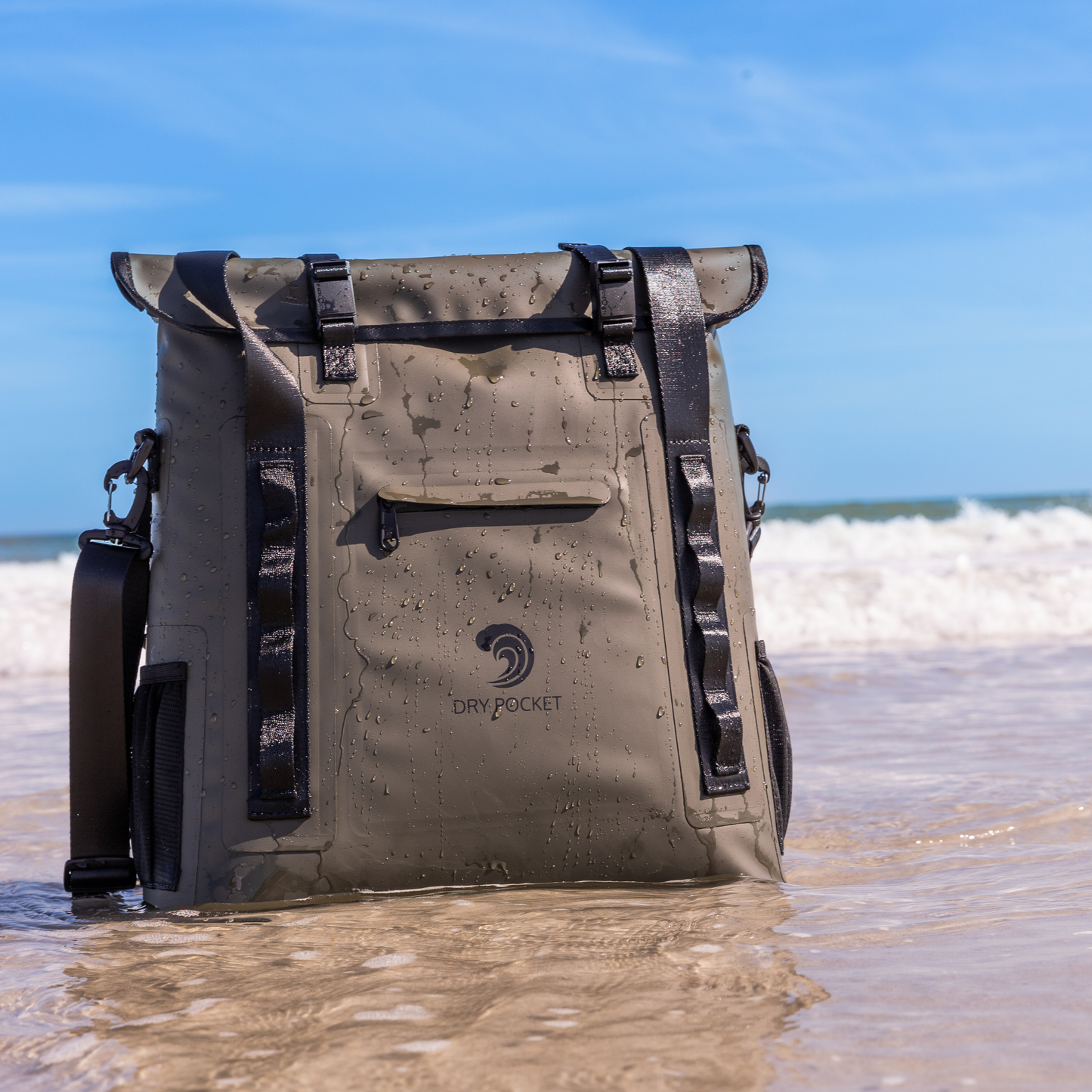 Dry Pocket - Waterproof Floating Cooler Tote - Hunter Green - Waterproof, even at the beach