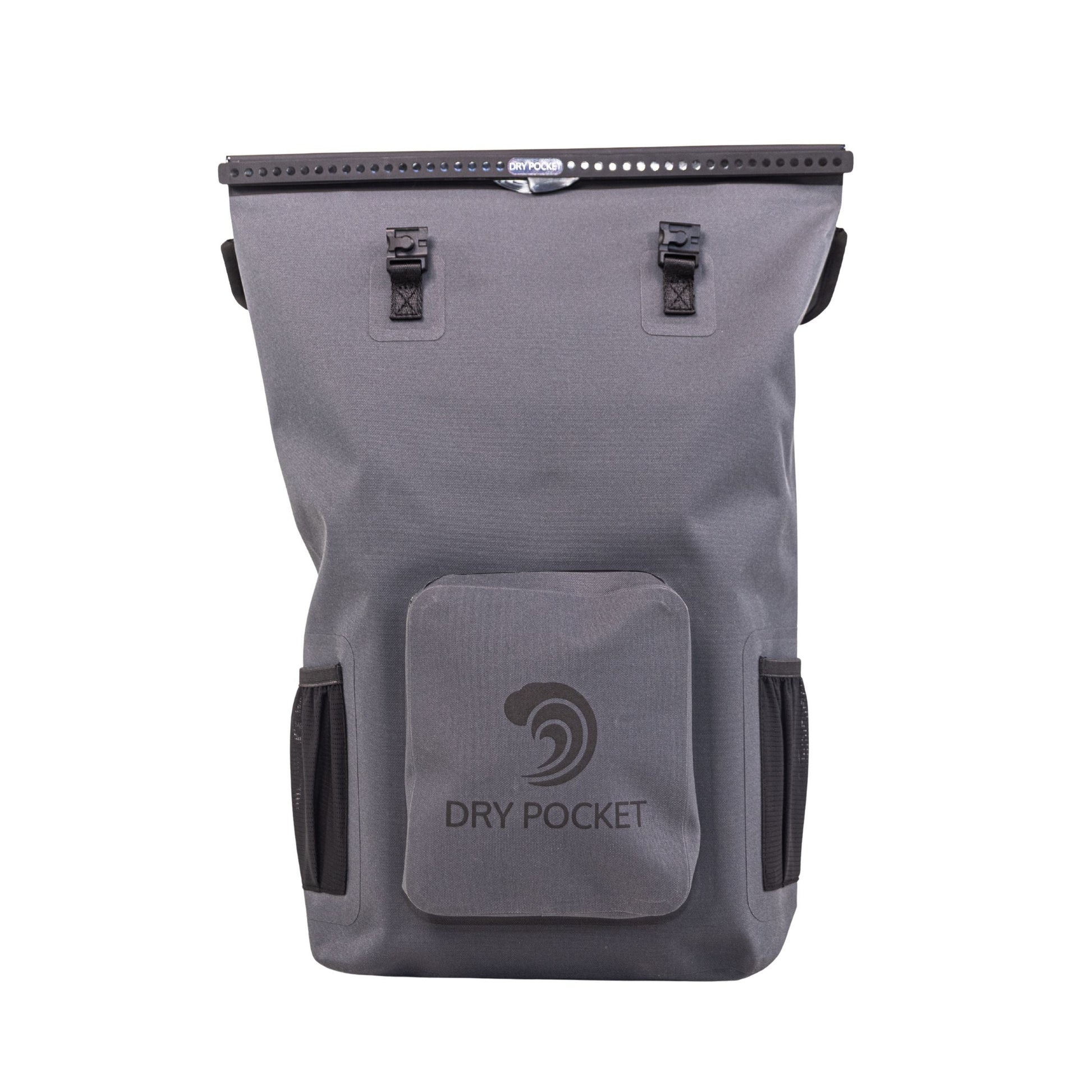 Dry Pocket - Waterproof Floating Backpack Dry Bag - Dark Grey - Front with top closure shown