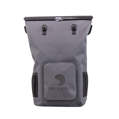 Dry Pocket - Waterproof Floating Backpack Dry Bag - Dark Grey - Front with top closure shown