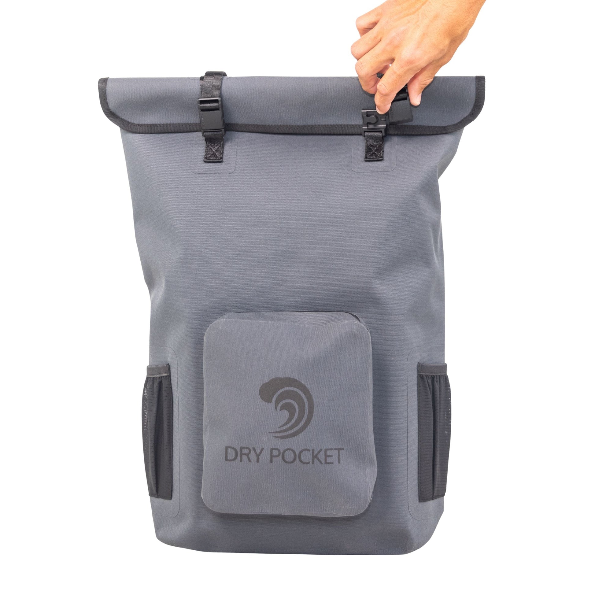 Dry Pocket - Waterproof Floating Backpack Dry Bag - Dark Grey - Fidlock magnetic buckles detail