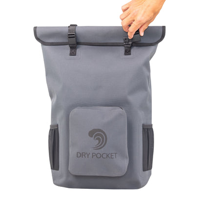 Dry Pocket - Waterproof Floating Backpack Dry Bag - Dark Grey - Fidlock magnetic buckles detail