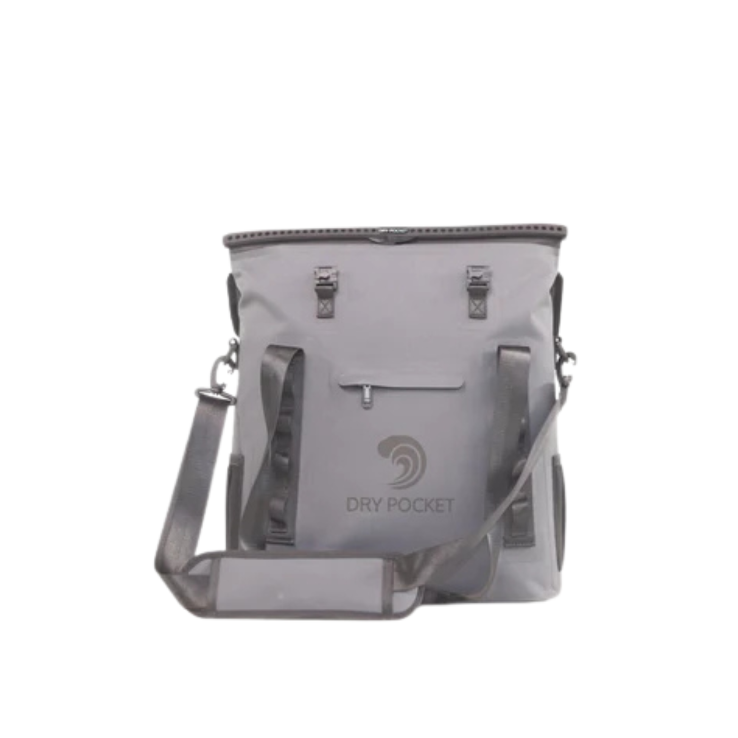 Dry Pocket - Waterproof Floating Cooler Tote - Dark Grey - Front with top closure shown