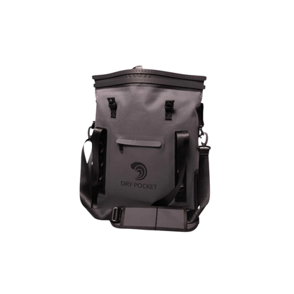 Dry Pocket - Waterproof Floating Cooler Tote - Dark Grey - Front with top closure shown