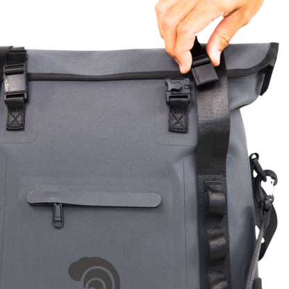 Dry Pocket - Waterproof Floating Cooler Tote - Dark Grey - Fidlock magnetic buckles detail