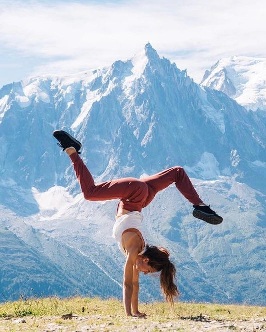 Soul Fire Apparel Co - Onsight Joggers - Woman performing a handstand - Maple Red