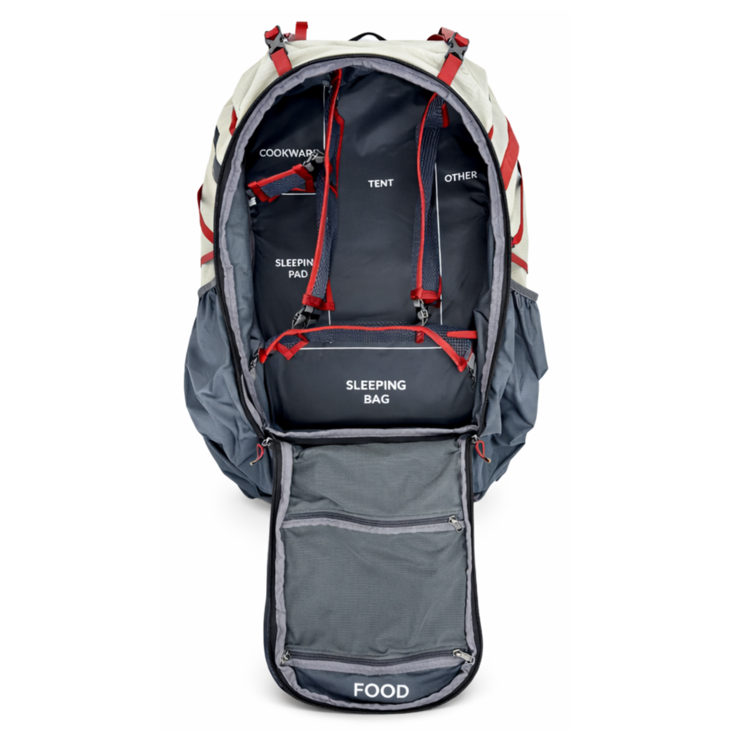 Near Zero Outdoor Gear - The Dean TR 50 Overnight Hiking Backpack - Inside compartment with removable dividers