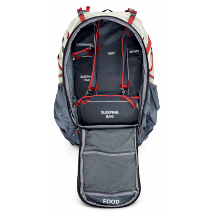 Near Zero Outdoor Gear - The Dean TR 50 Overnight Hiking Backpack - Inside compartment with removable dividers