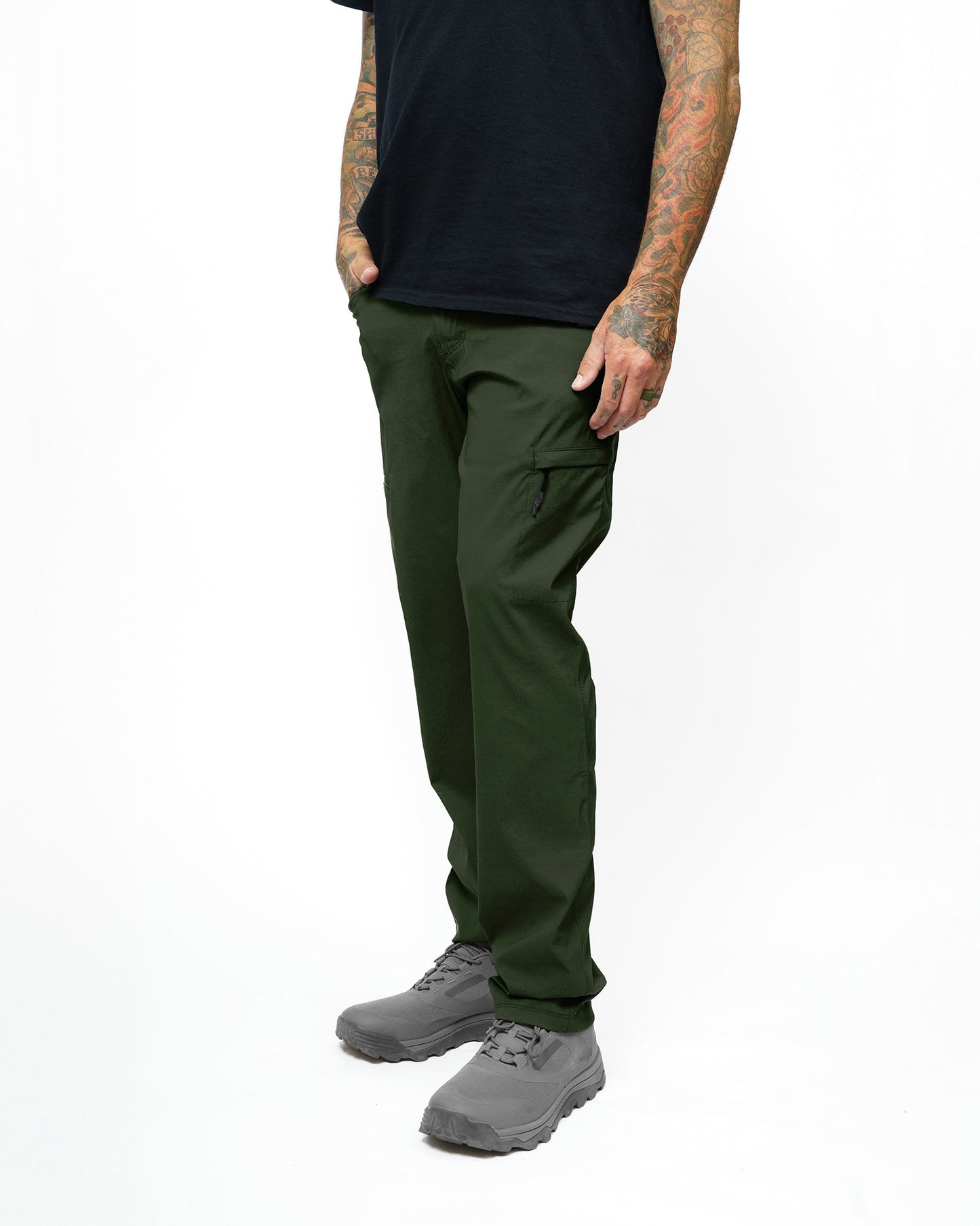 Off The Grid Surplus - Lancer Taper Fit Pant - Dk Army - Front left, casual pose
