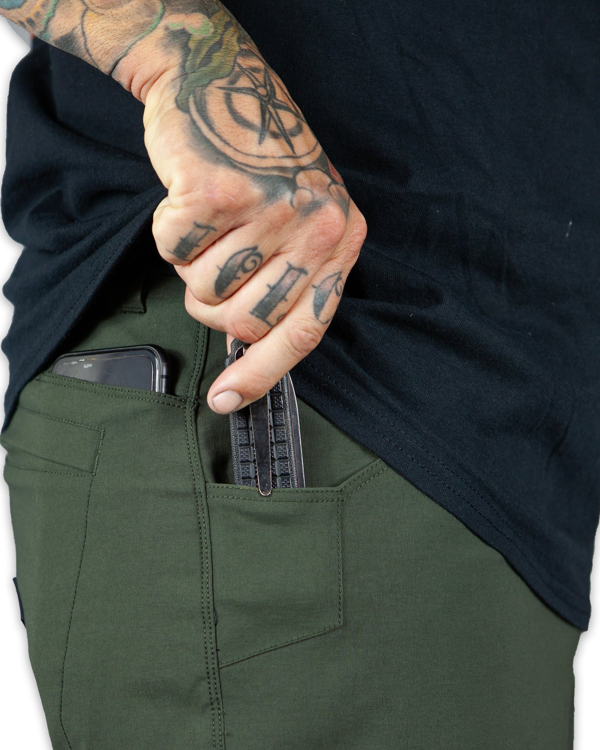 Off The Grid Surplus - Lancer Standard Fit Pant - Dk Army - Knife pocket detail
