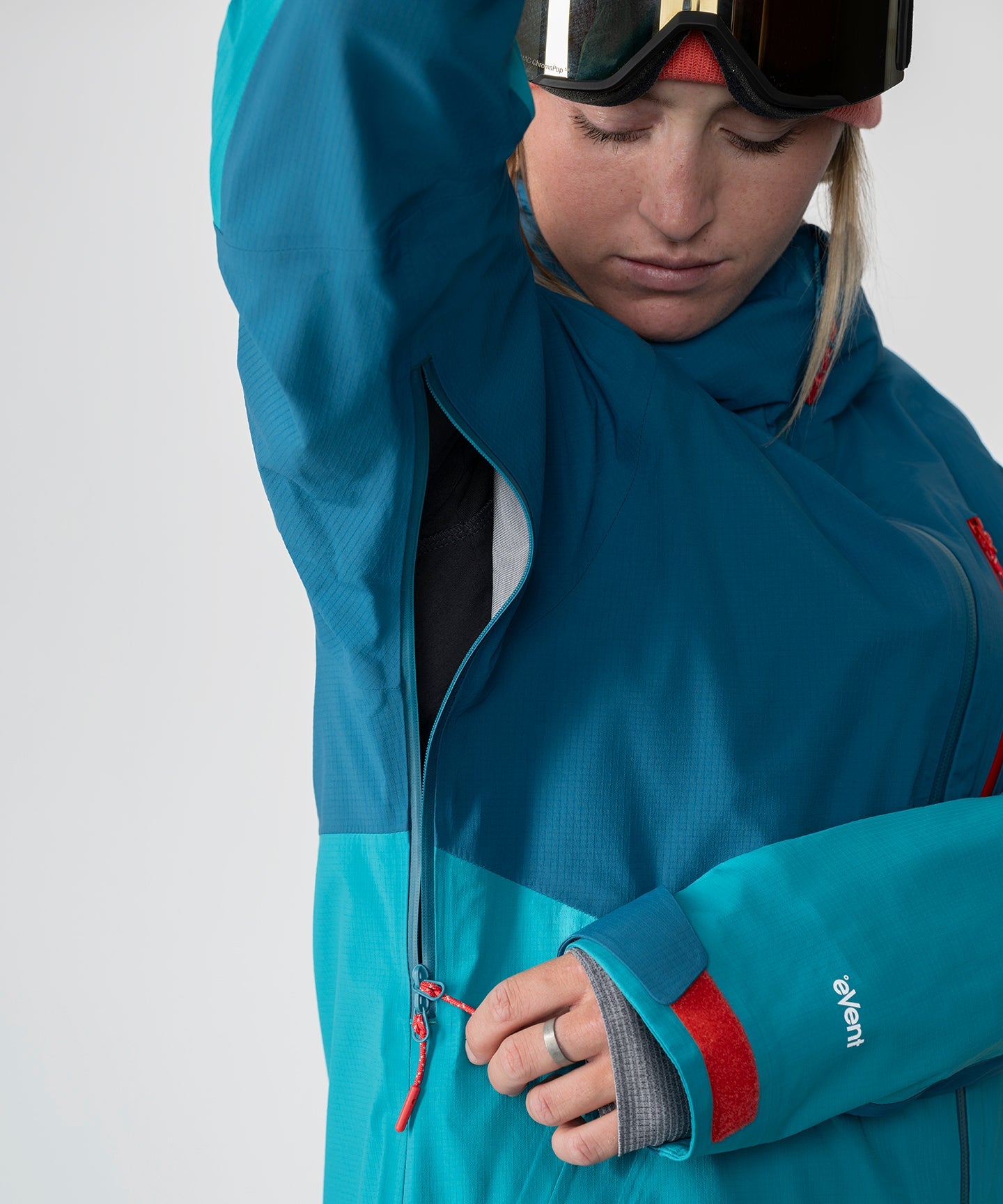 Strafe Outerwear - Meadow 3L Shell Jacket - Under arm vent detail - Dark Teal