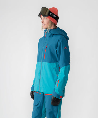Strafe Outerwear - Meadow 3L Shell Jacket - Woman wearing jacket, front left - Dark Teal