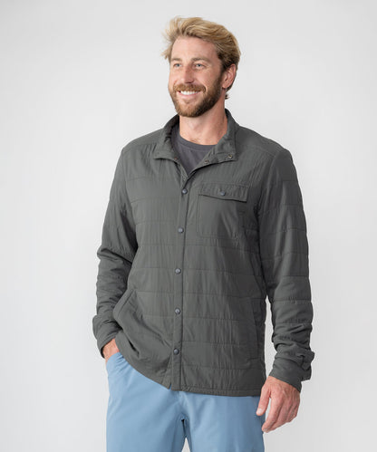 Strafe Outerwear - Highlands Shirt Jacket - Front, casual pose - Charcol