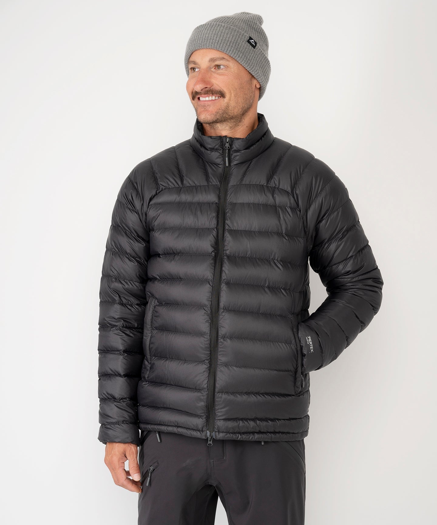 Strafe Outerwear - Palisade Down Insulator Jacket - Man wearing jacket, front - Black