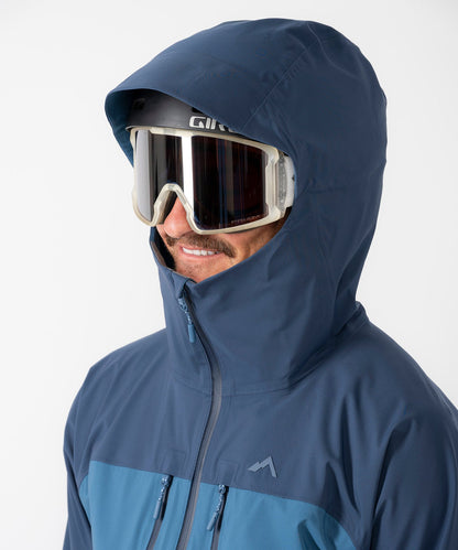 Strafe Outerwear - Pyramid Jacket - Front left headshot with hood up - Blue Water