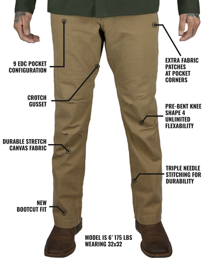 Off The Grid Surplus - Trailblazer Boot Cut Pants - Coyote - Features