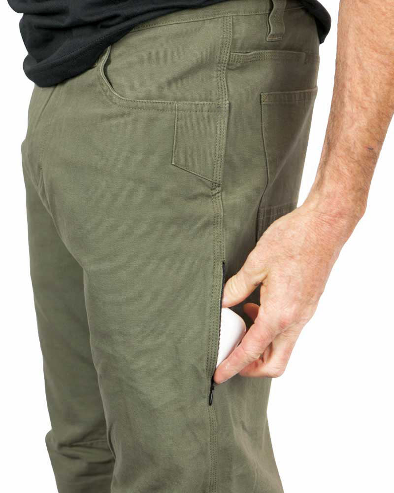 Off The Grid Surplus - Trailblazer Taper Fit Pants - DK Olive - Left side pocket detail