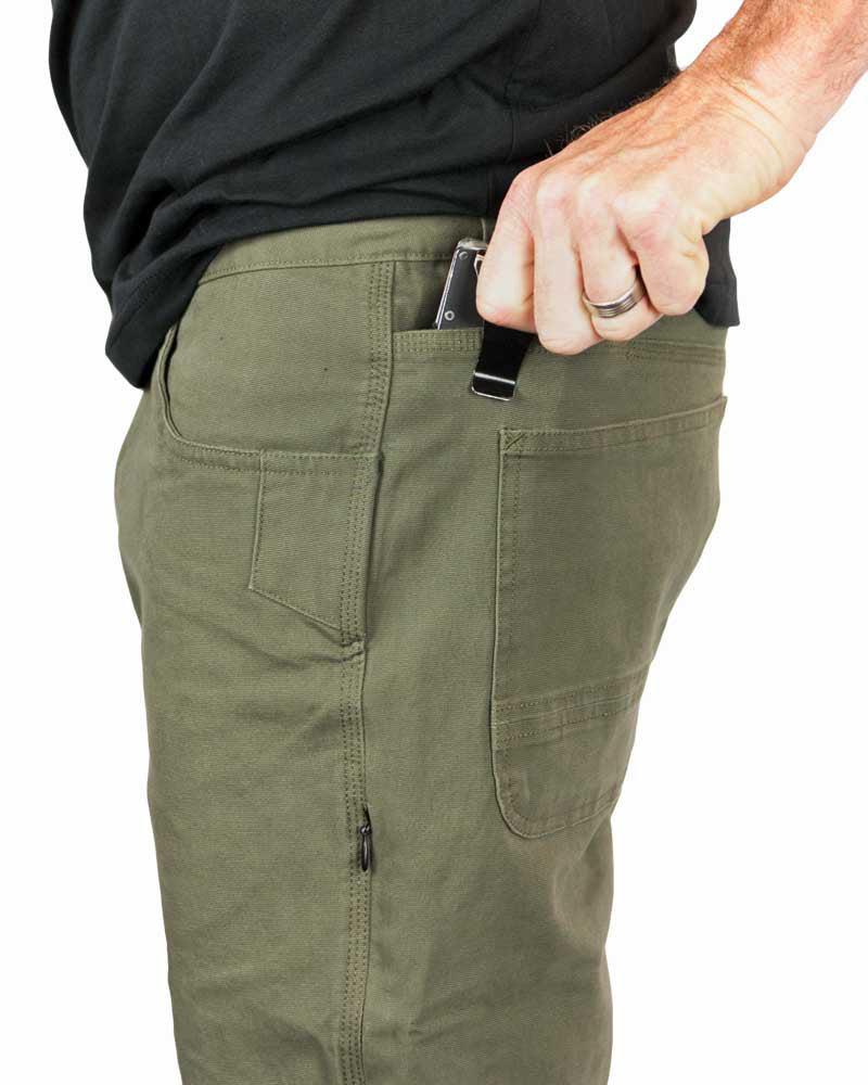 Off The Grid Surplus - Trailblazer Taper Fit Pants - DK Olive - Knife pocket detail
