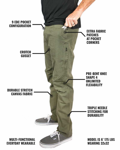 Off The Grid Surplus - Trailblazer Taper Fit Pants - DK Olive - Features