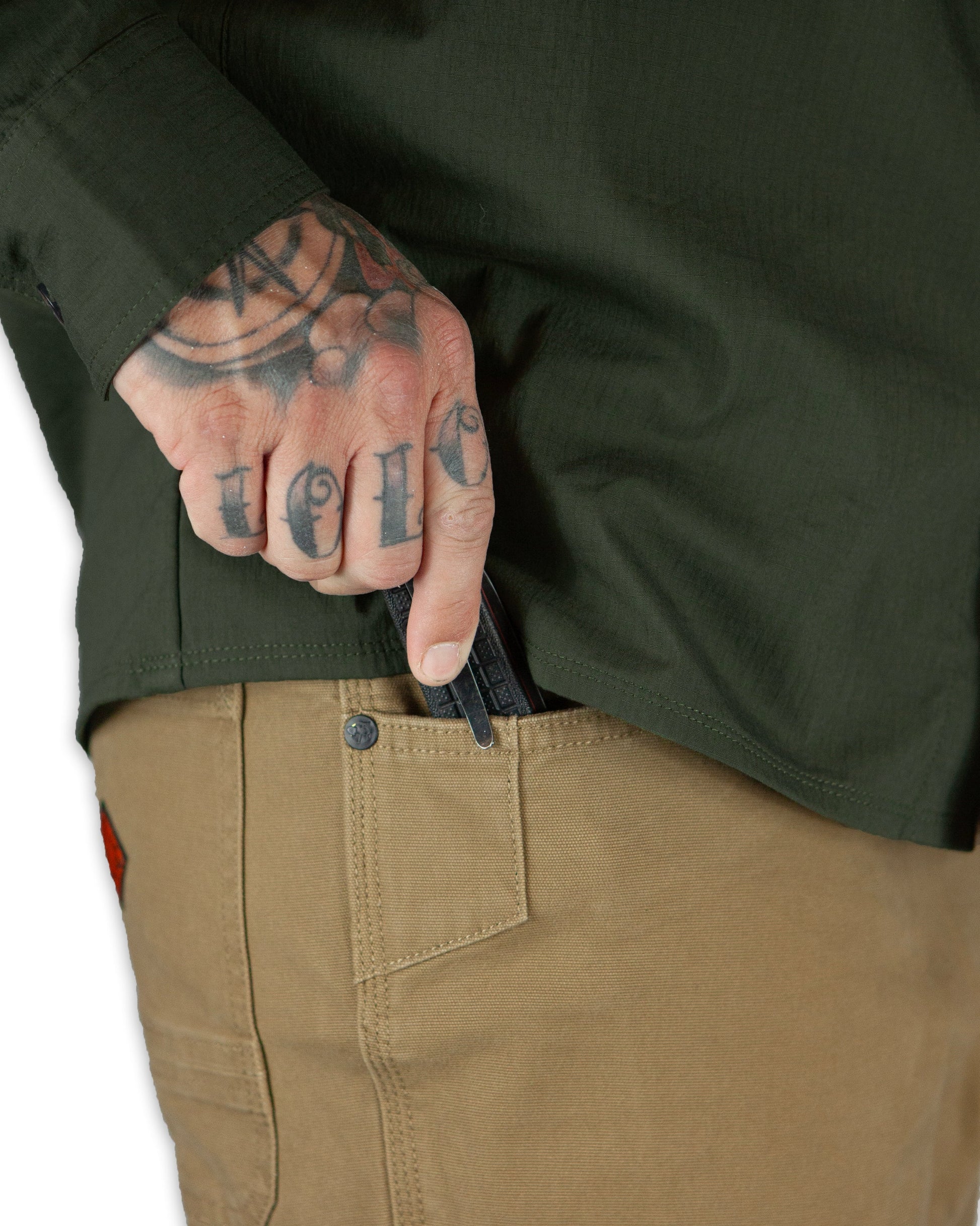 Off The Grid Surplus - Trailblazer Boot Cut Pants - Coyote - Knife pocket detail
