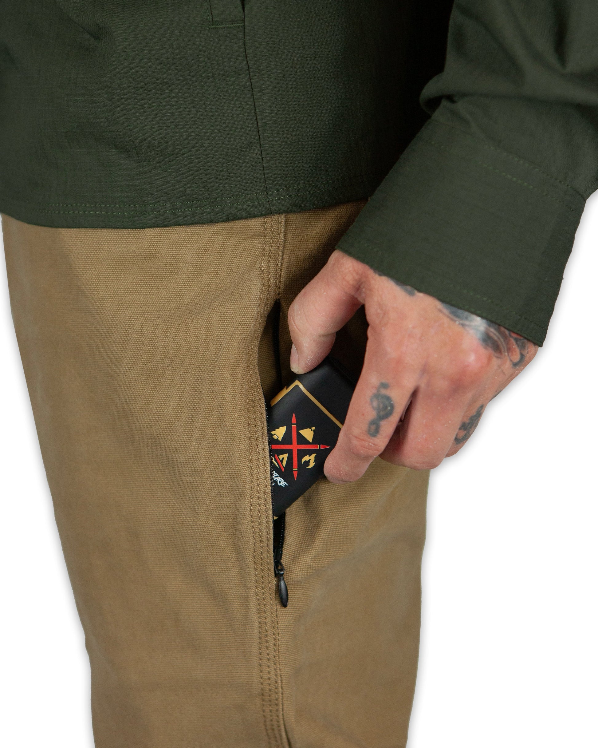 Off The Grid Surplus - Trailblazer Boot Cut Pants - Coyote - Left side pocket detail