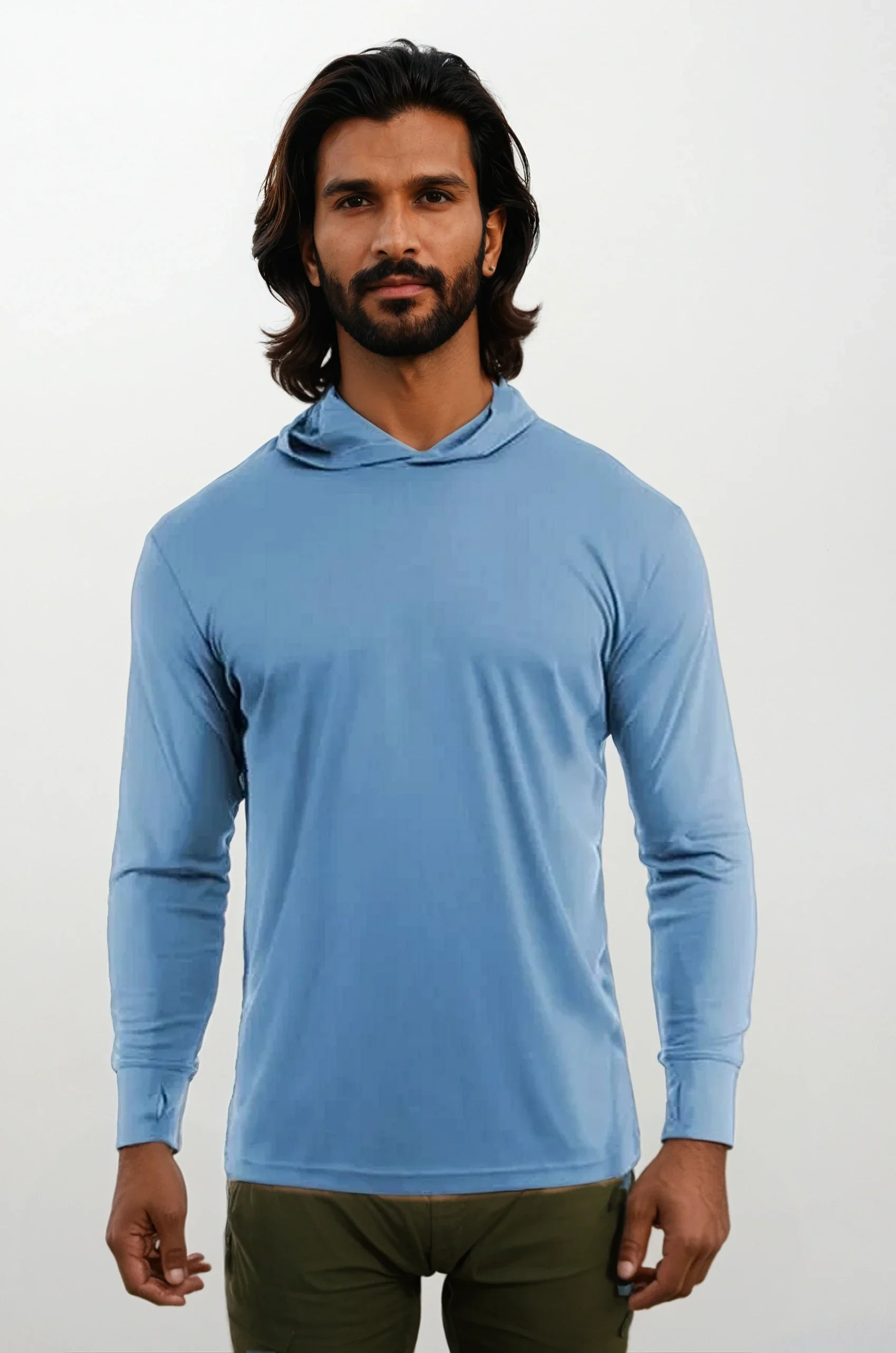 SpectraUSA - UPF 50 Performance Hoody - Front, alternate model - Light blue